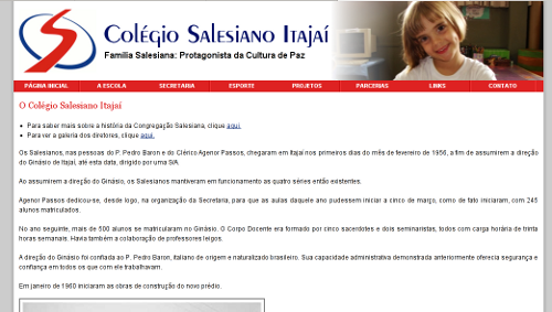 Site do Colégio Salesiano Itajaí Site do Colégio Salesiano Itajaí